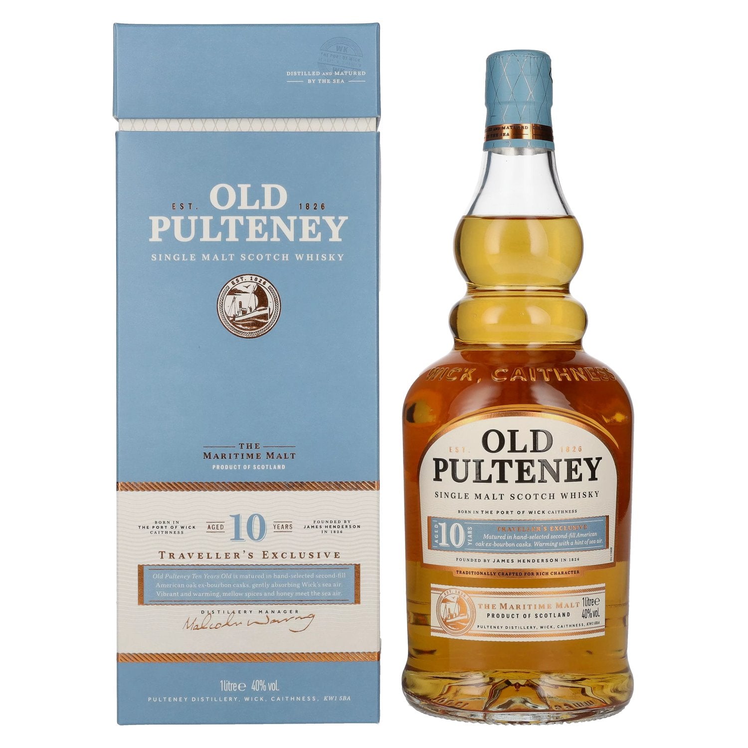 Old Pulteney 10 Years Old Single Malt TRAVELLER'S EXCLUSIVE 40% Vol. 1l in Geschenkbox