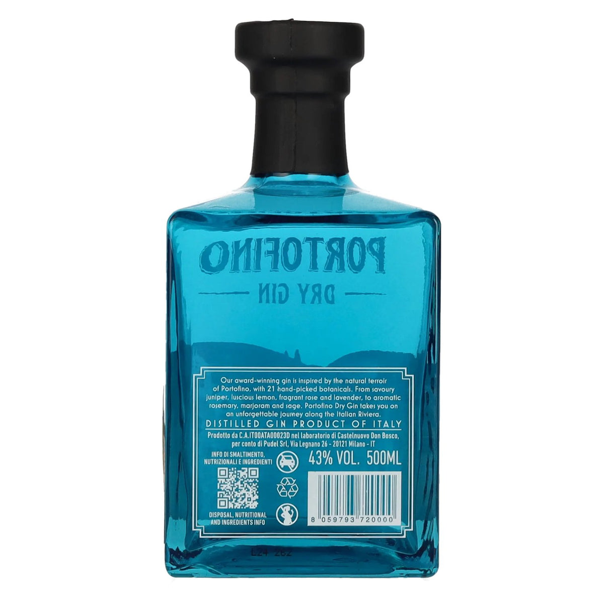 Portofino Dry Gin 43% ABV 0.5l