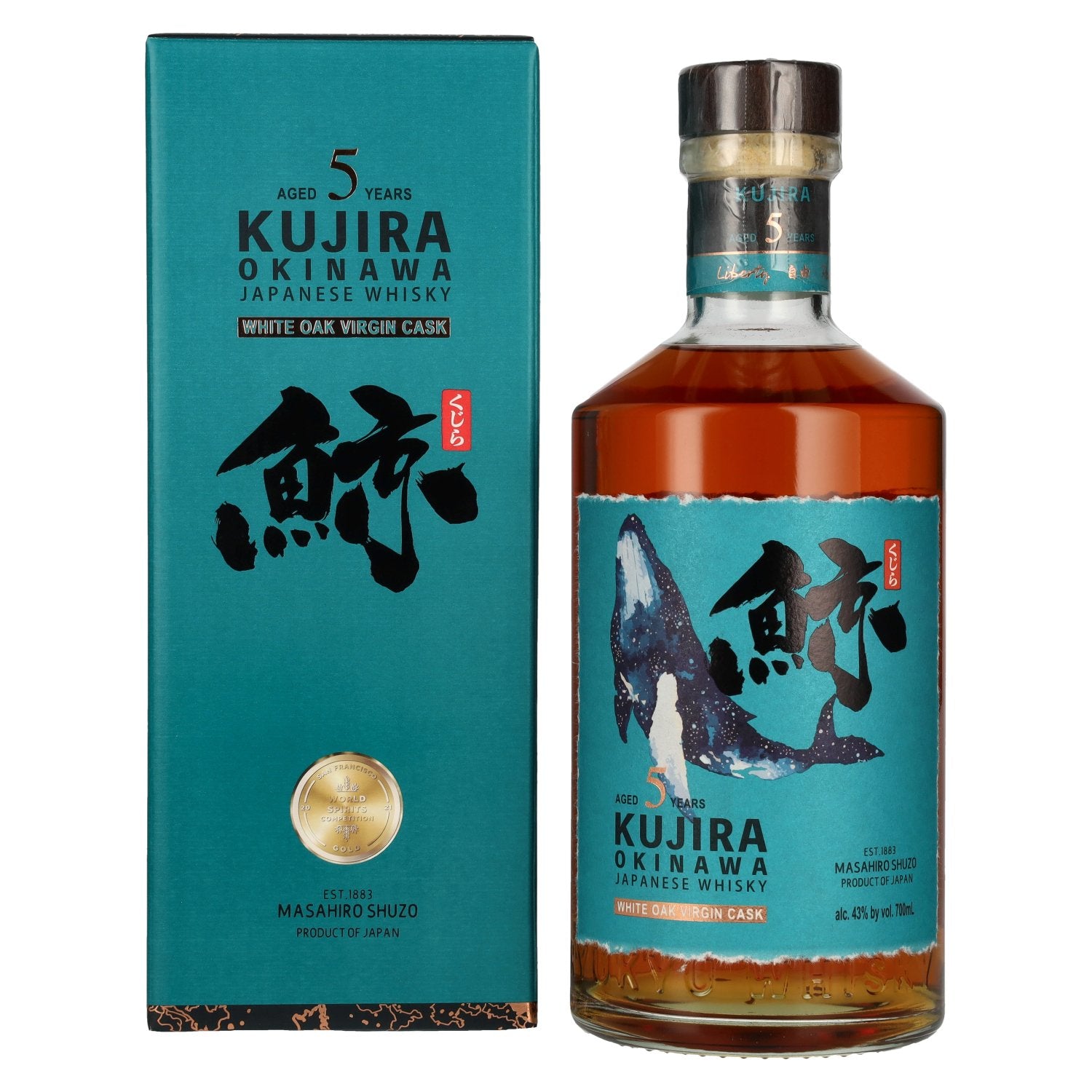 Kujira Okinawa 5 Years Old WHITE OAK VIRGIN CASK Whisky 43% ABV 0.7l in a gift box