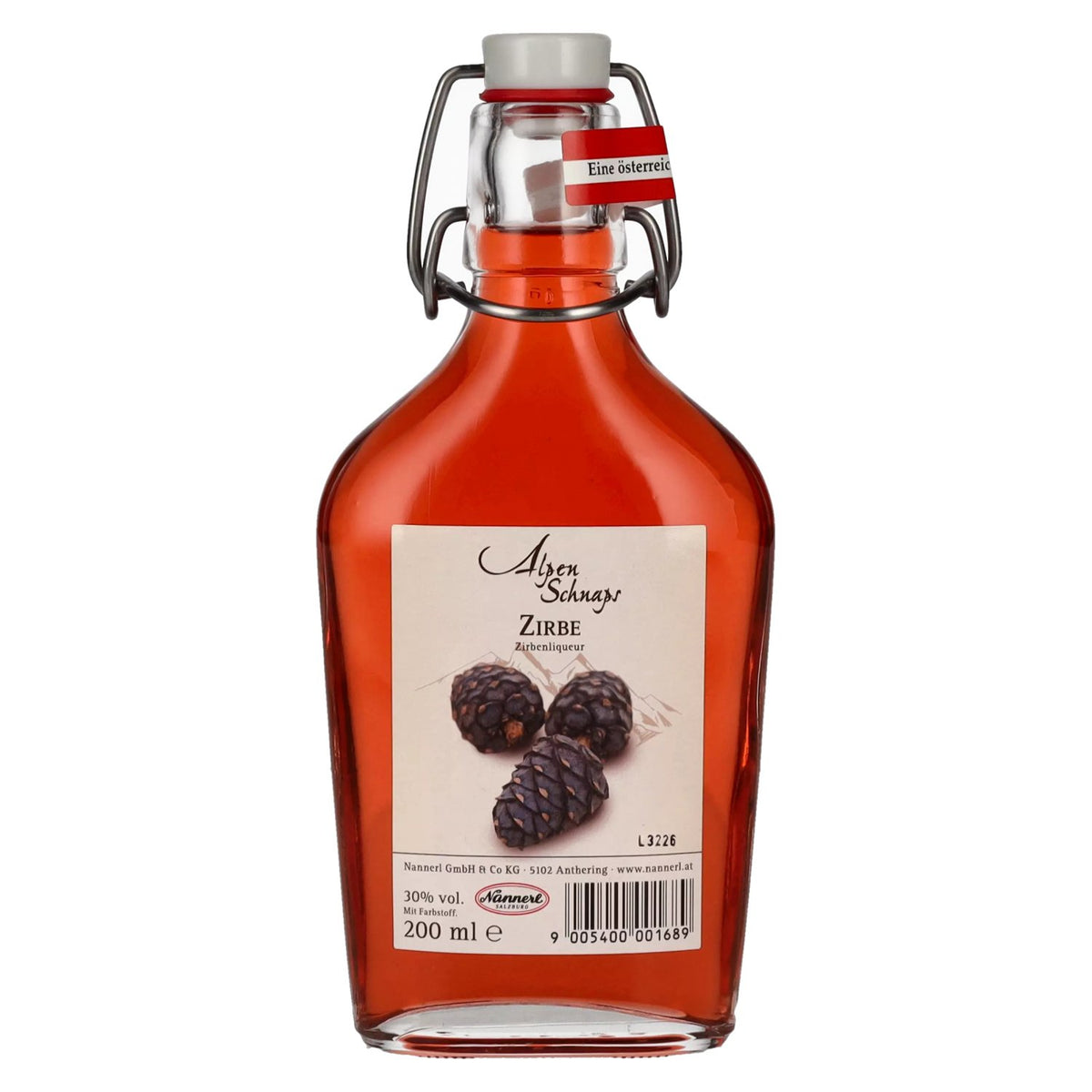 Nannerl Alpenschnaps ZIRBE Zirbenlikeur 30% vol. 0,2 l in een zakflesje