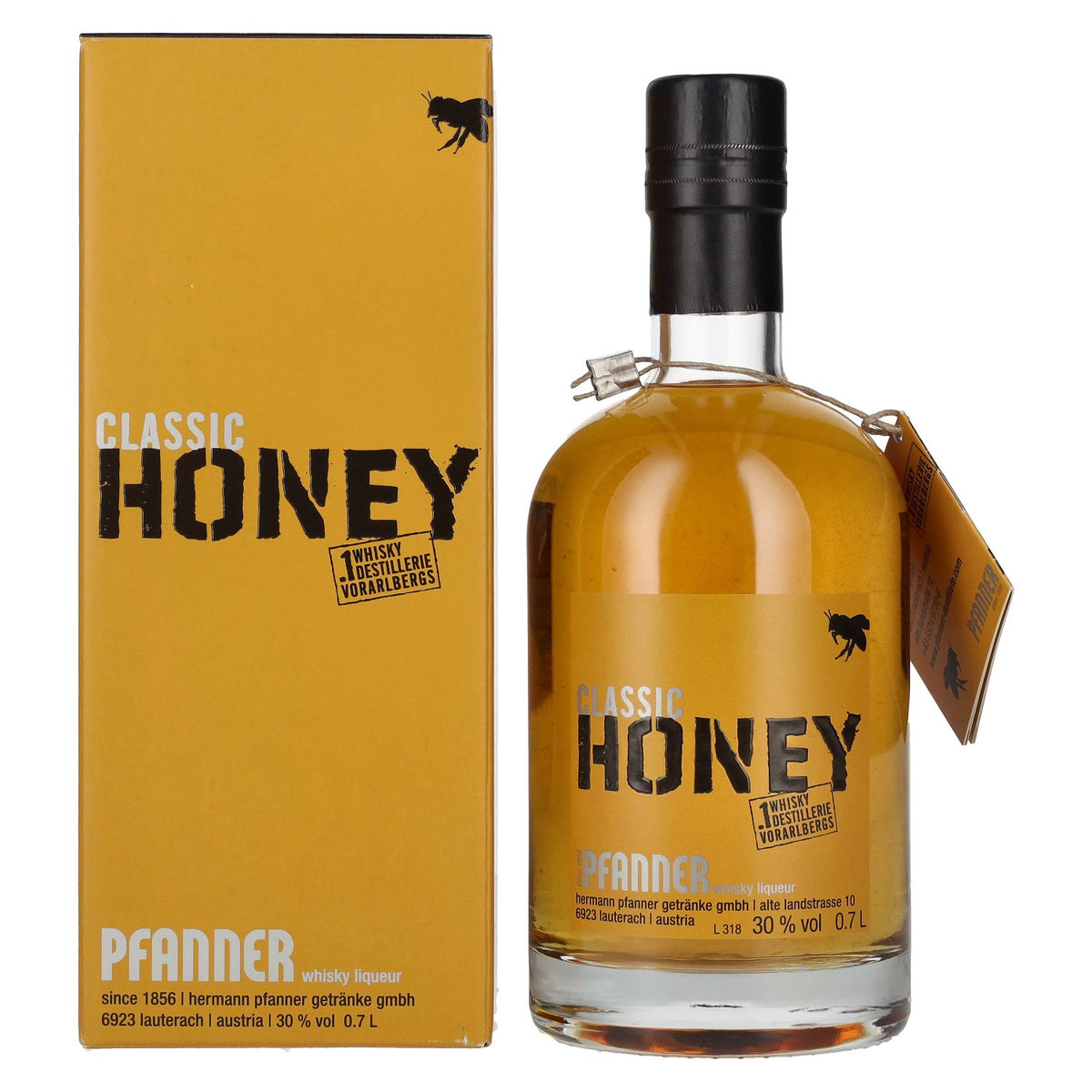 Liqueur de whisky Pfanner Classic HONEY 30 % vol., 0,7 l, dans un coffret cadeau