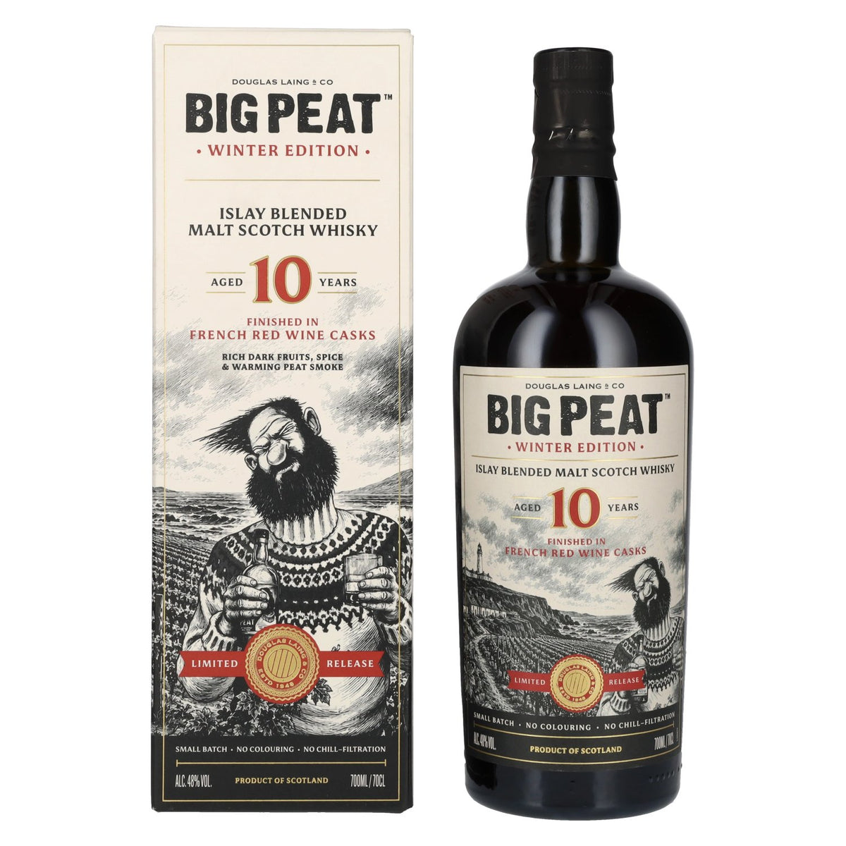Douglas Laing Big Peat 10 Years Old Red Wine Cask The Winter Edition 2026 48% vol. 0,7 l in geschenkverpakking