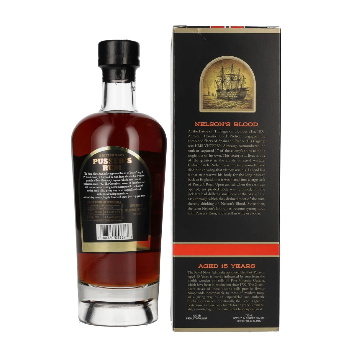 Pusser's 15 Years Old Rum 40% vol. 0,7 l in geschenkverpakking