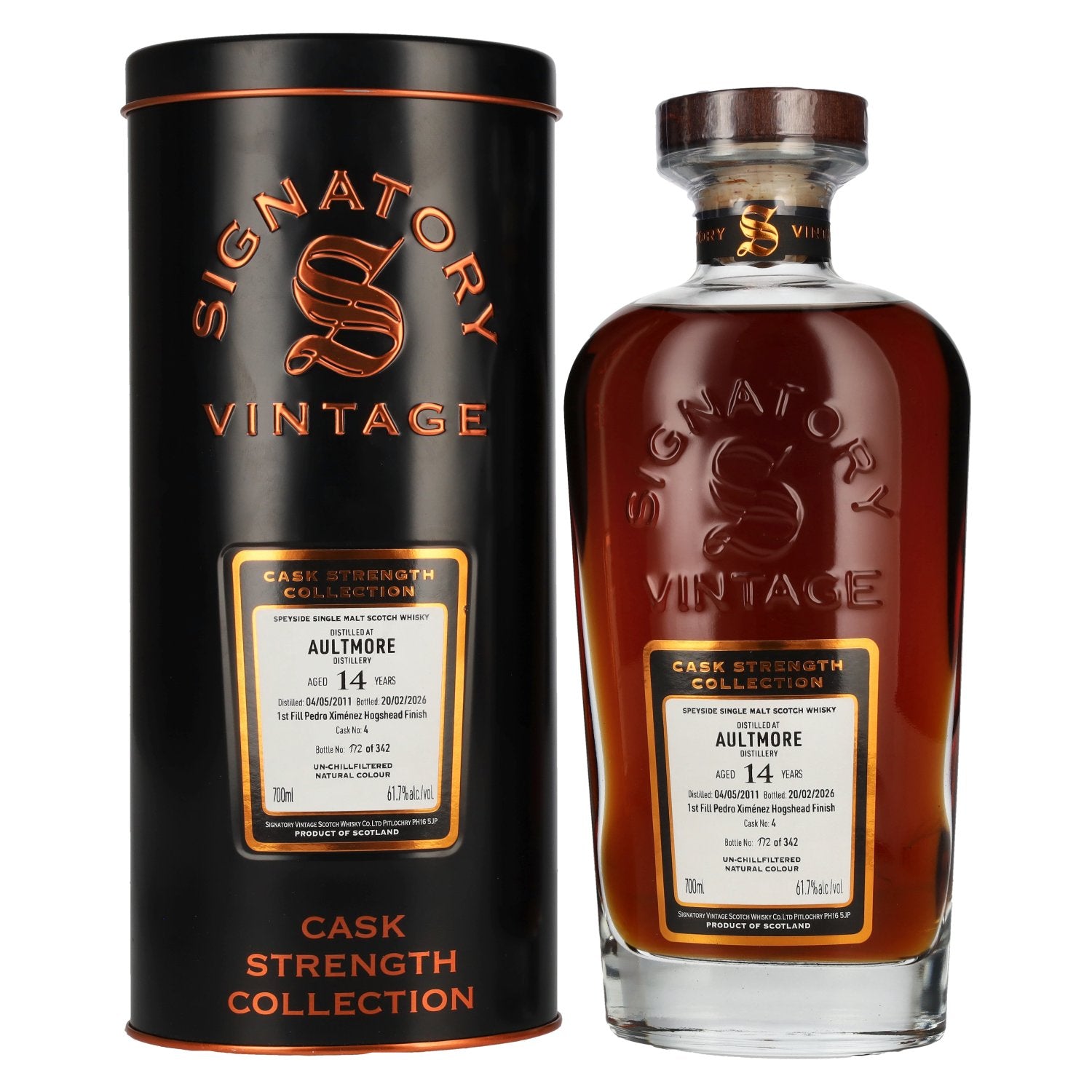 Signatory Vintage AULTMORE 14 Years Old Cask Strength Collection 2011 61,7% Vol. 0,7l in Tinbox