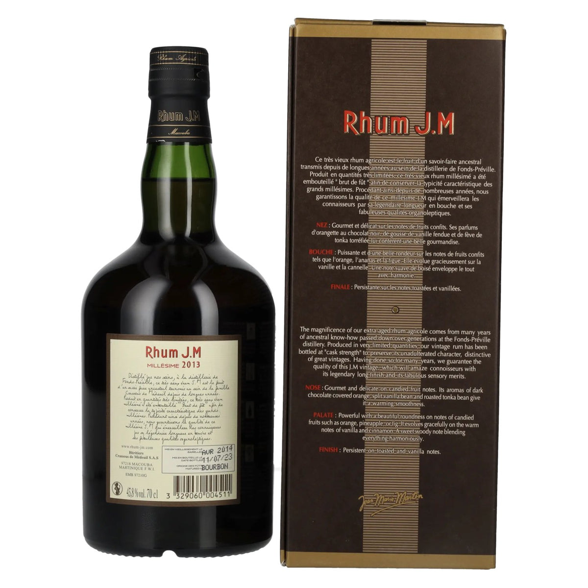 Rhum J.M Vieux Agricole Millésimé 2013 Rum, 43.8% ABV, 0.7l, in a gift box