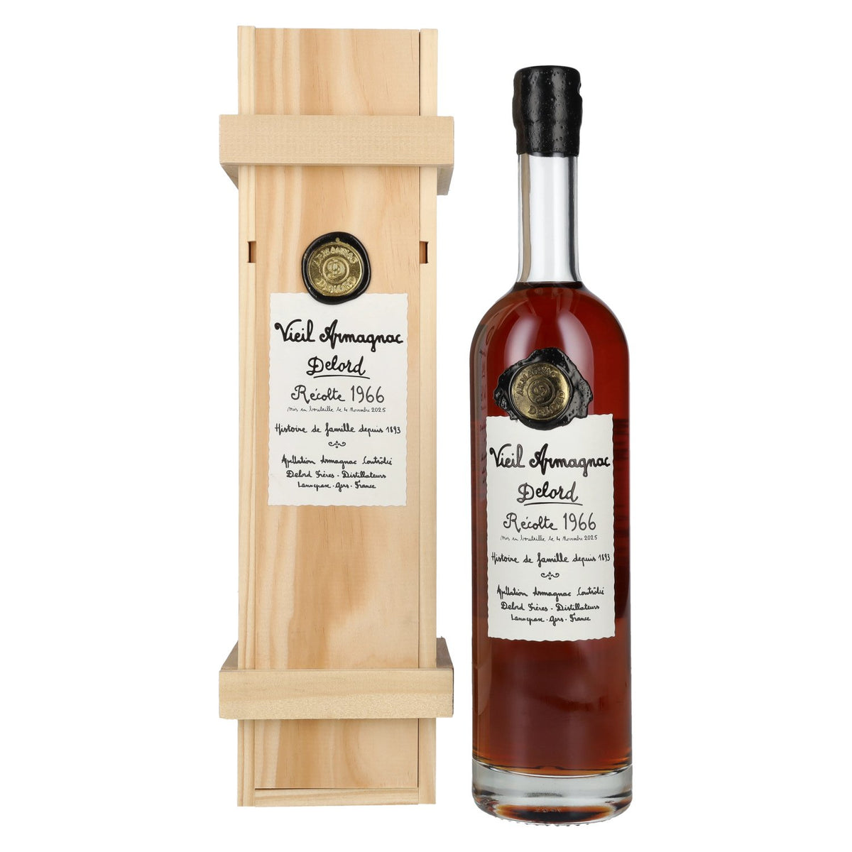 Armagnac Delord Vintage Récolte 1966 Old Armagnac, 40% vol., 0.7 l, in a wooden box