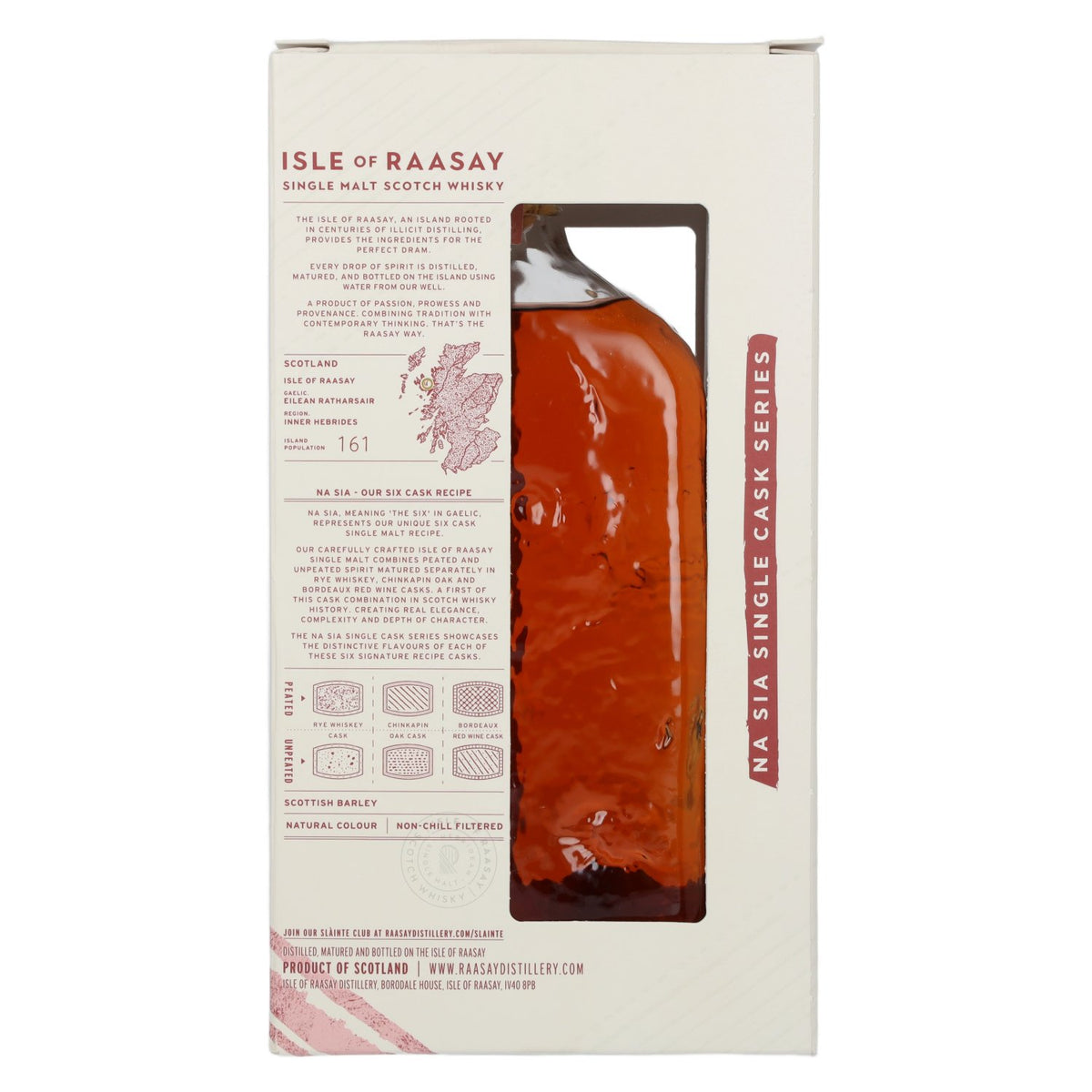 Isle of Raasay Na Sia Single Cask Series Bordeaux Red Wine Peated Single Malt 60% ABV 0.7l in a gift box