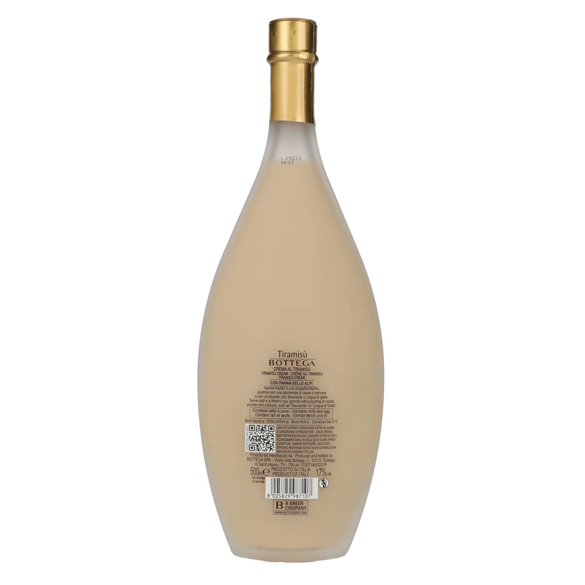 Bottega Crema al TIRAMISÙ, liqueur à la crème, 17 % vol., 0,5 l