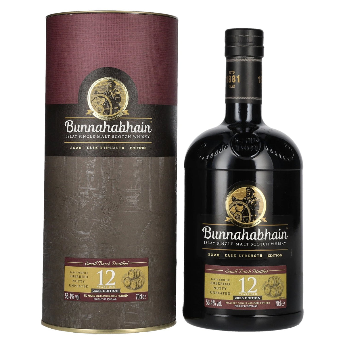 Bunnahabhain 12 Years Old Islay Single Malt Cask Strength Edition 2025 56,4% Vol. 0,7l en coffret cadeau