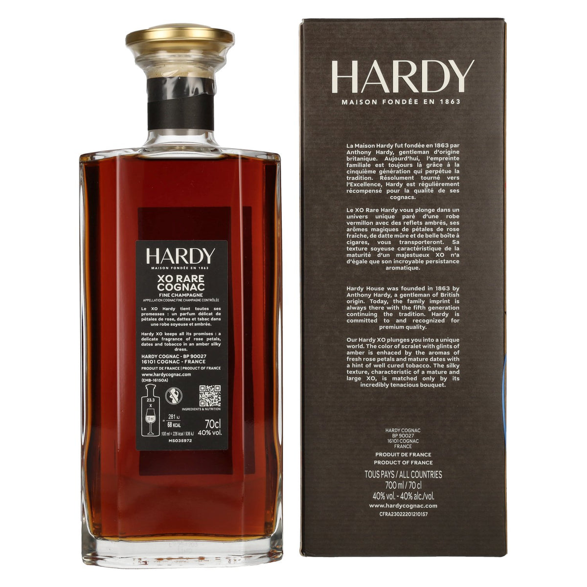 Hardy XO RARE Fine Champagne Cognac 40% Vol. 0,7l in Geschenkbox