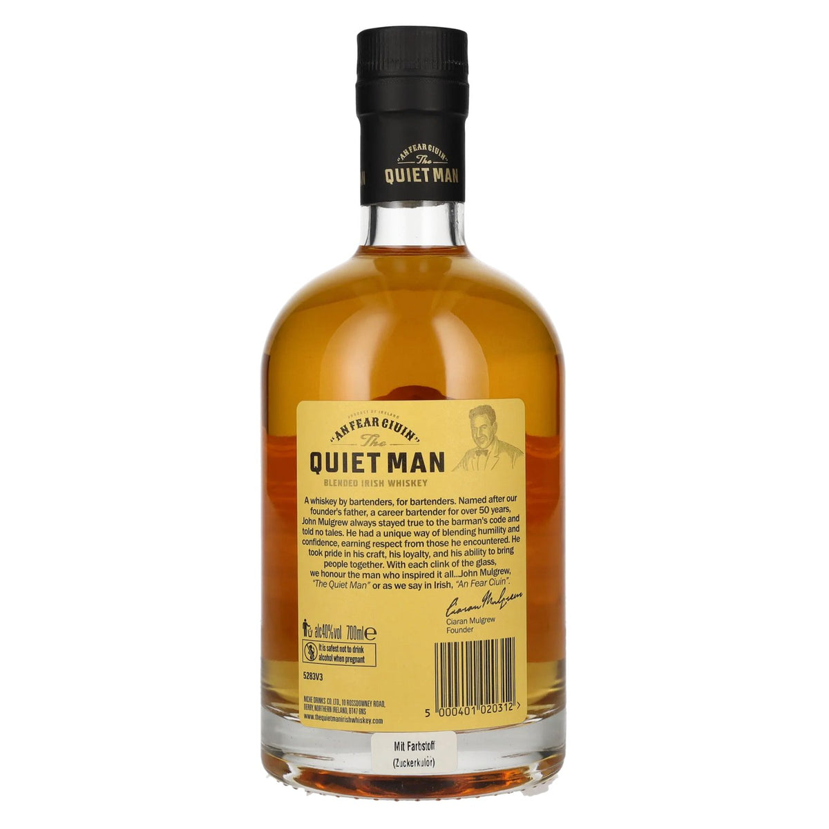 The Quiet Man Irish Whiskey AN FEAR CIUIN Traditionele Ierse blended whiskey 40% vol. 0,7 l