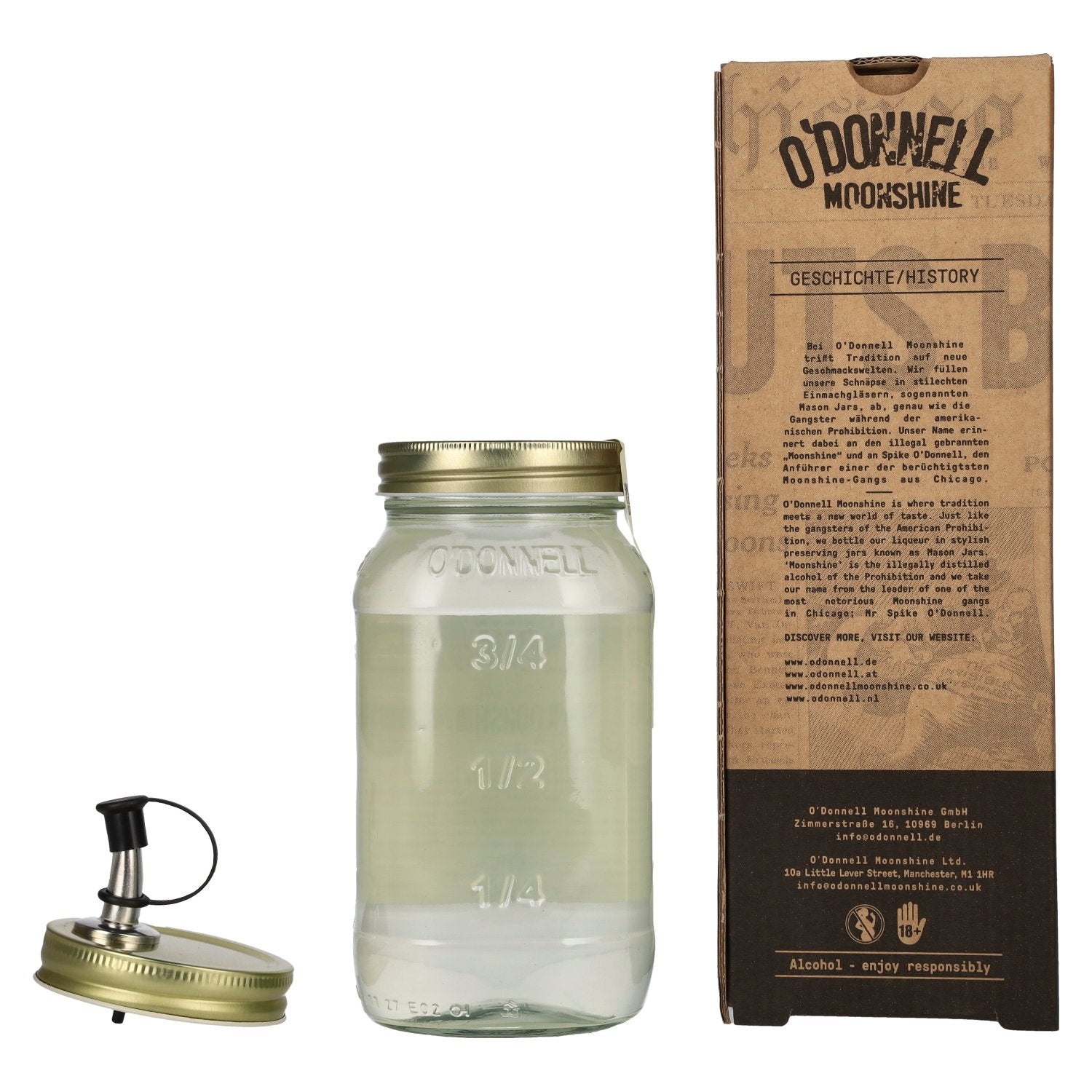 O'Donnell Moonshine LIME Liqueur 20% vol. 0,7l en boîte cadeau avec bec verseur