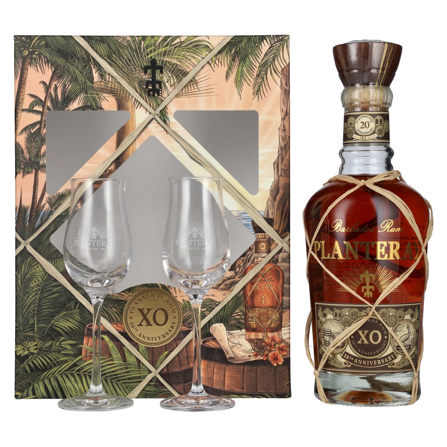 Planteray Rum BARBADOS XO 20th Anniversary 40% Vol. 0,7l in Geschenkbox mit 2 Gläsern