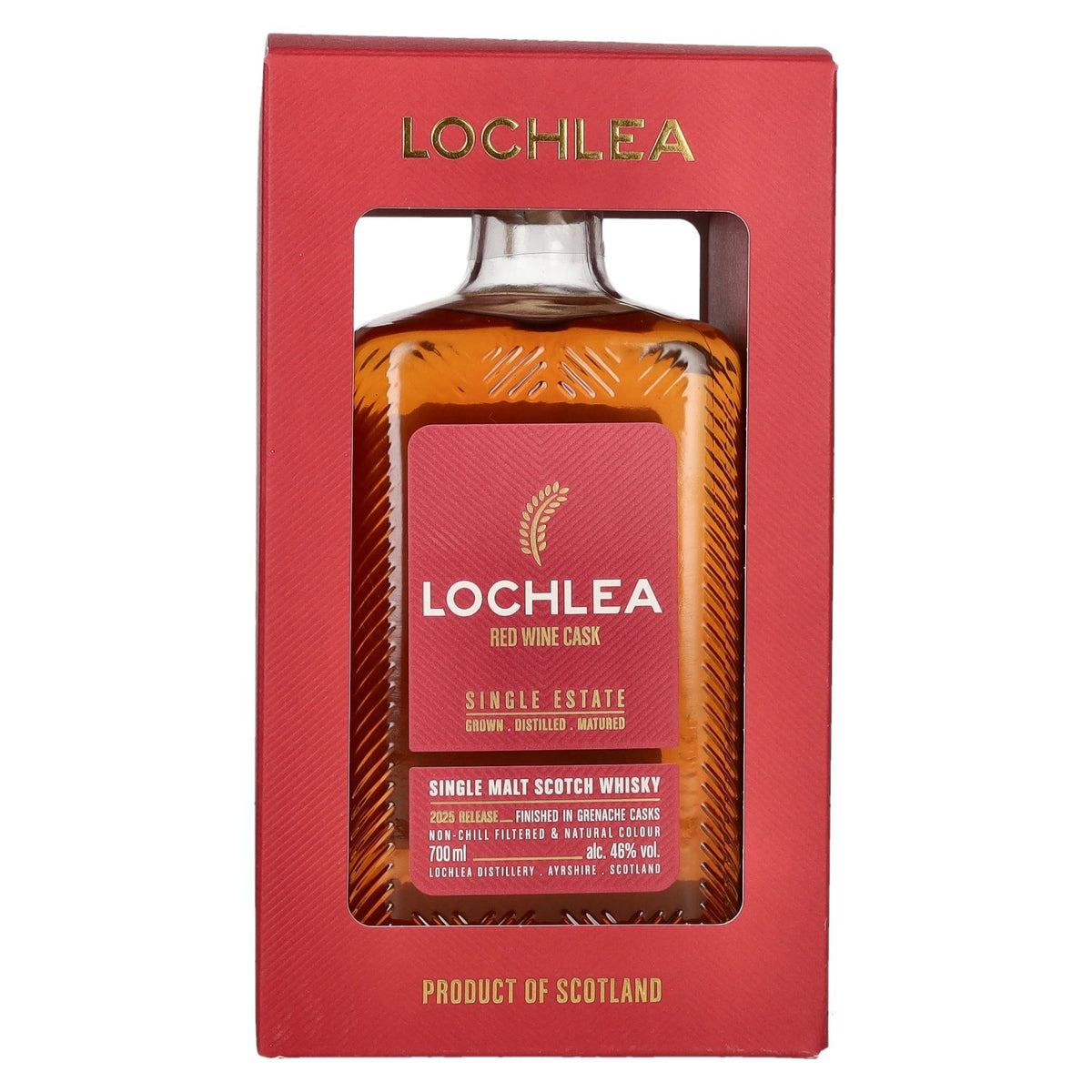 Lochlea RED WINE CASK Single Estate Single Malt Scotch Whisky, 2025 Release, 46% ABV, 0.7 litres in a gift box