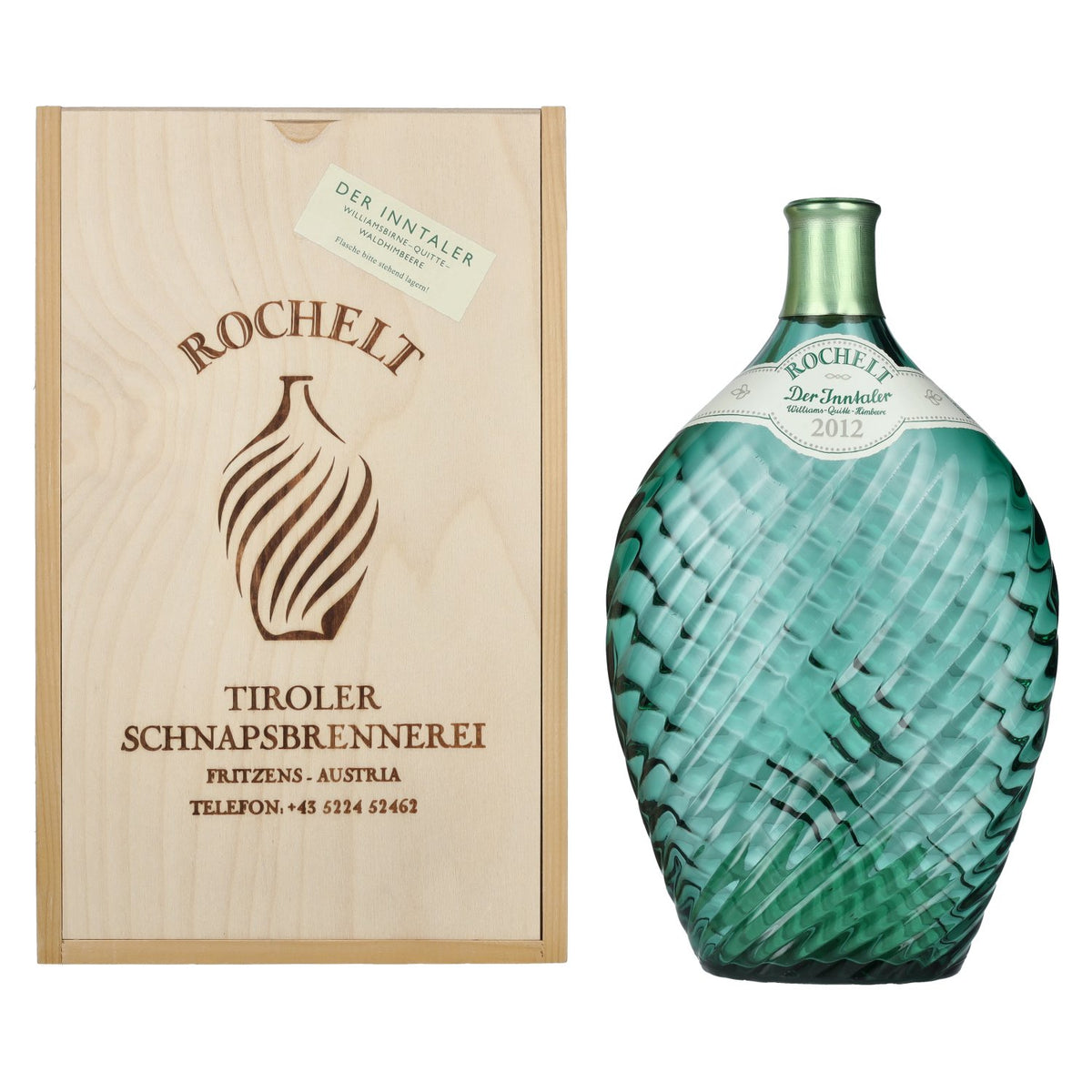 Rochelt ‘Inntaler’ Williams Pear, Quince and Wild Raspberry 2012, 50% vol., 0.7 l, in a wooden box