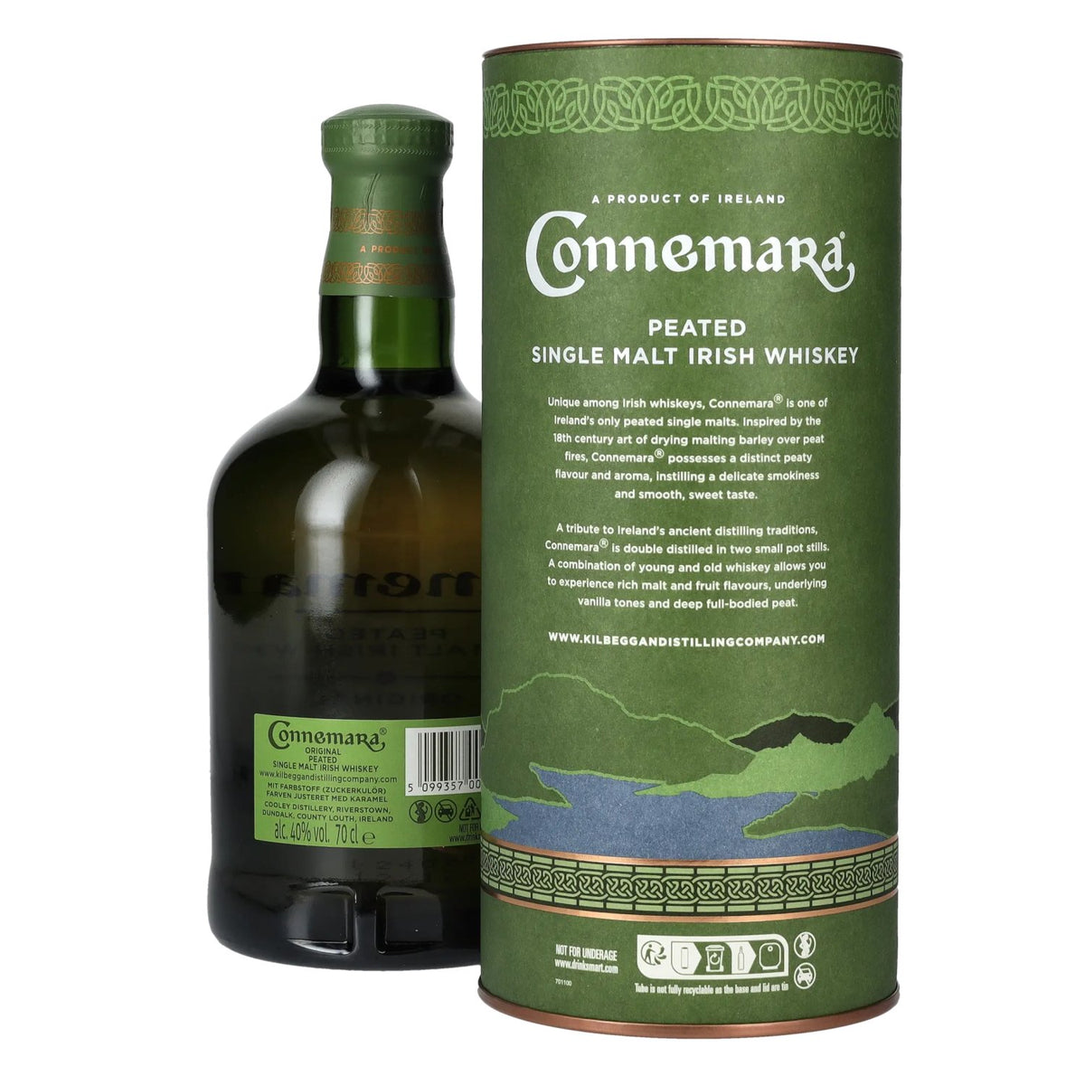 Connemara ORIGINAL Peated Single Malt Irish Whiskey 40% vol. 0,7 l in geschenkverpakking