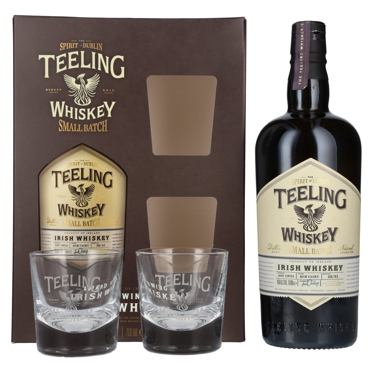 Teeling Whiskey SMALL BATCH Irish Whiskey Rum Cask 46% Vol. 0,7l in Geschenkbox mit 2 Gläsern