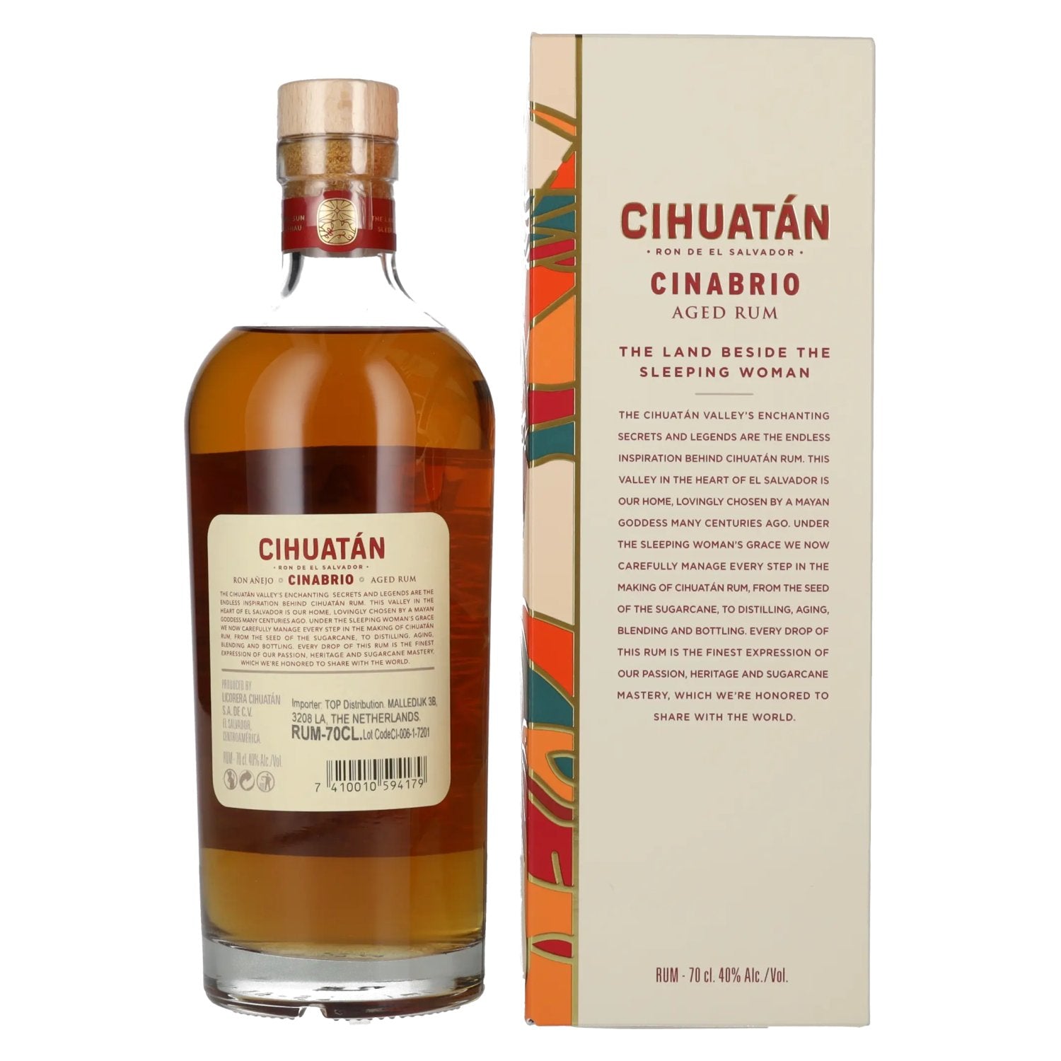 Cihuatán 12 Jaar CINABRIO Rum El Salvador 40% Vol. 0,7l in geschenkverpakking