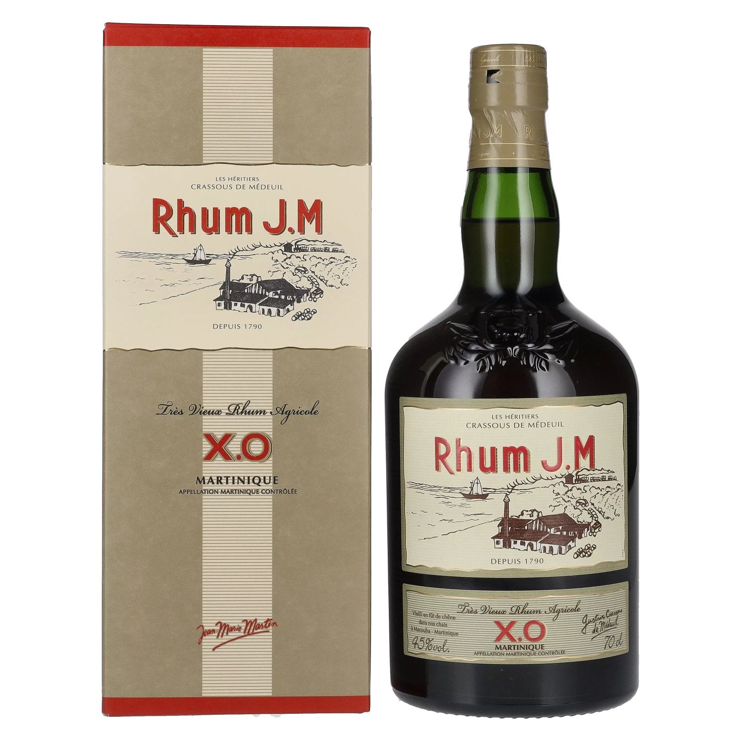 Rhum J.M Très Vieux Rhum Agricole X.O 45% vol. 0,7l en coffret cadeau