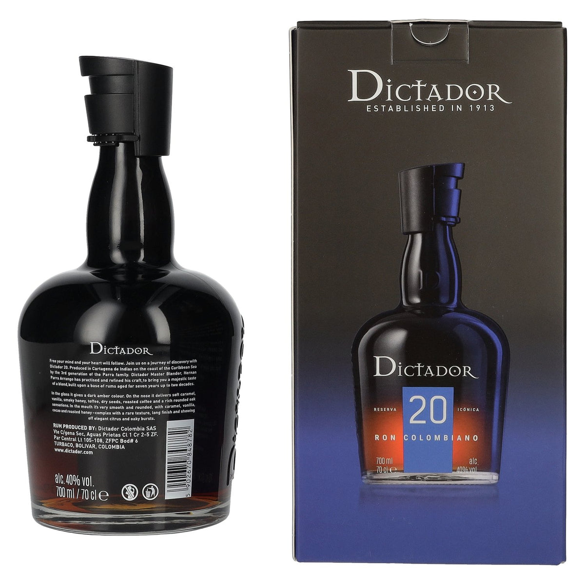 Dictador 20 Years Old Reserva Icónica Colombian Rum 40% ABV 0.7l in a gift box