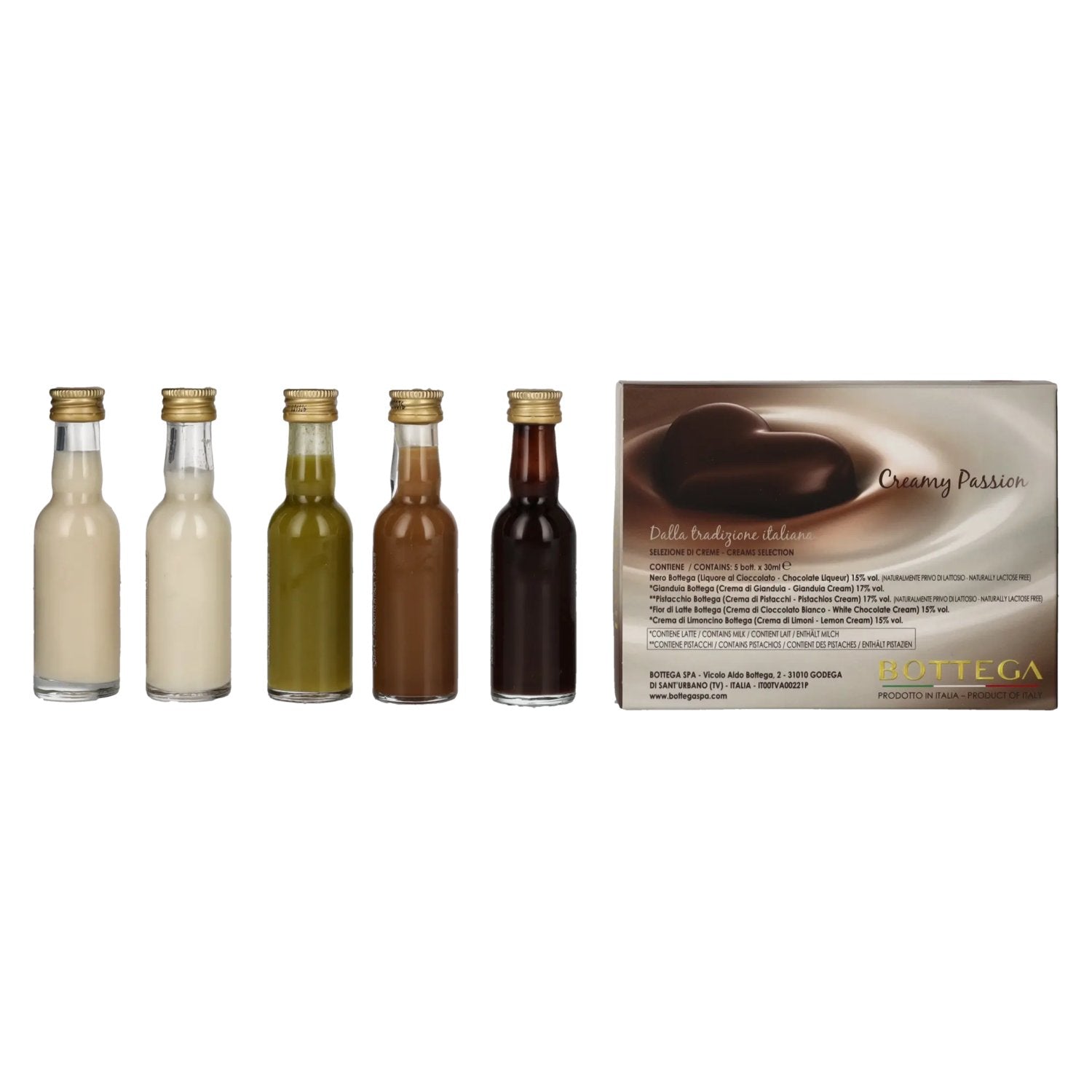 Bottega Creamy Passion Mignonettes Set 15,8% Vol. 5x0,03l in geschenkverpakking