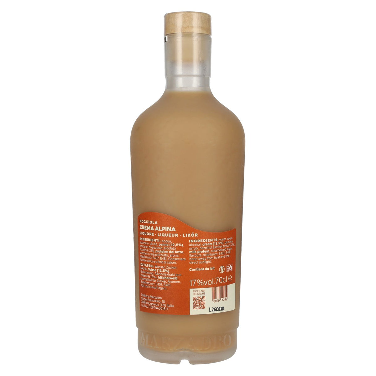 Marzadro Crema Alpina Nocciola Likeur 17% vol. 0,7 l