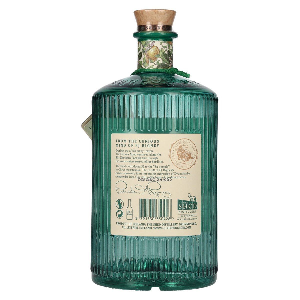 Drumshanbo Gunpowder Irish Gin met Sardijnse citrusvruchten 43% vol. 0,7 l in geschenkverpakking met glas