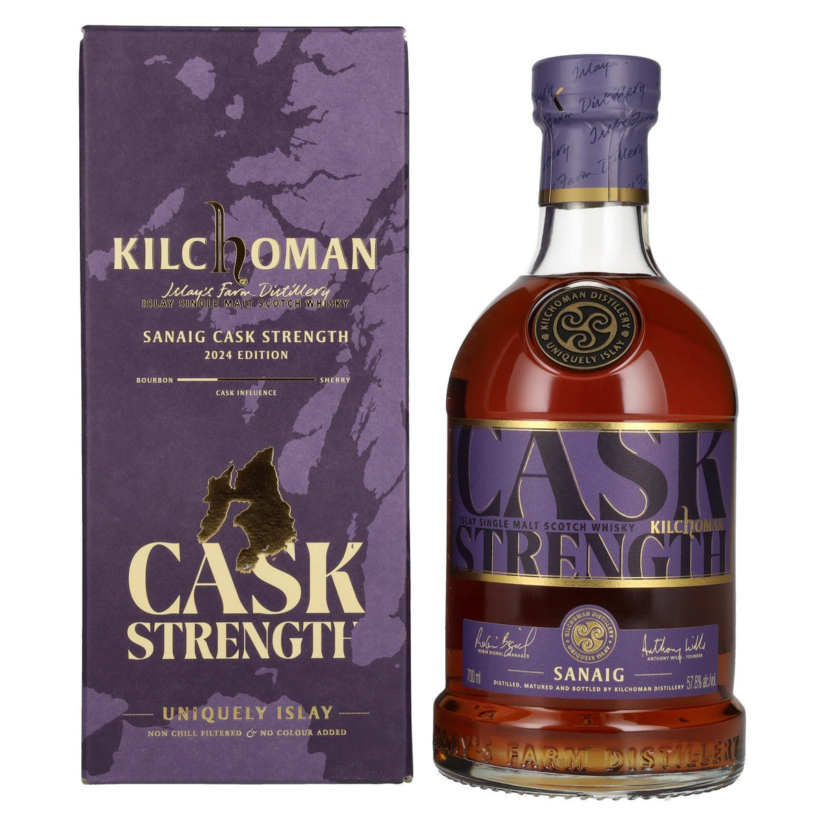 Kilchoman SANAIG CASK STRENGTH, whisky single malt d'Islay 2024, 57,8 % vol., 0,7 l, dans un coffret cadeau