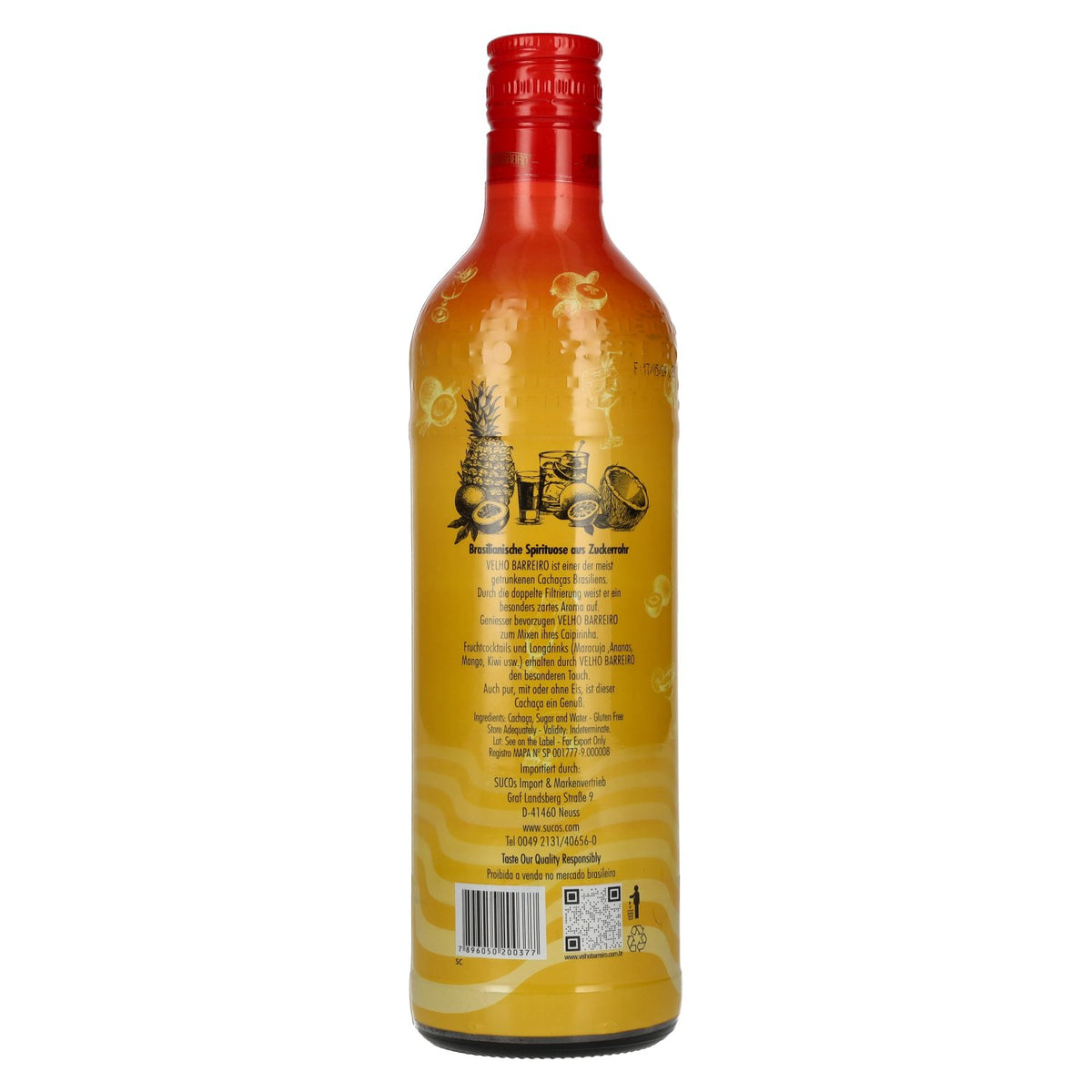 Cachaça Velho Barreiro Édition spéciale Silver 39 % vol. 0,7 l