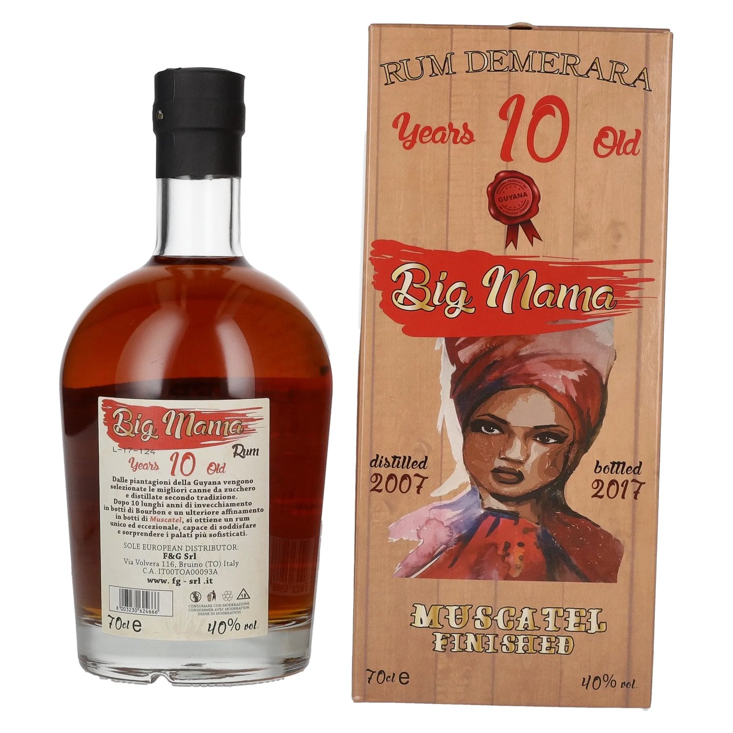 Big Mama 10 Years Old Rum Demerara Muscatel Finished 40% Vol. 0,7l in Geschenkbox