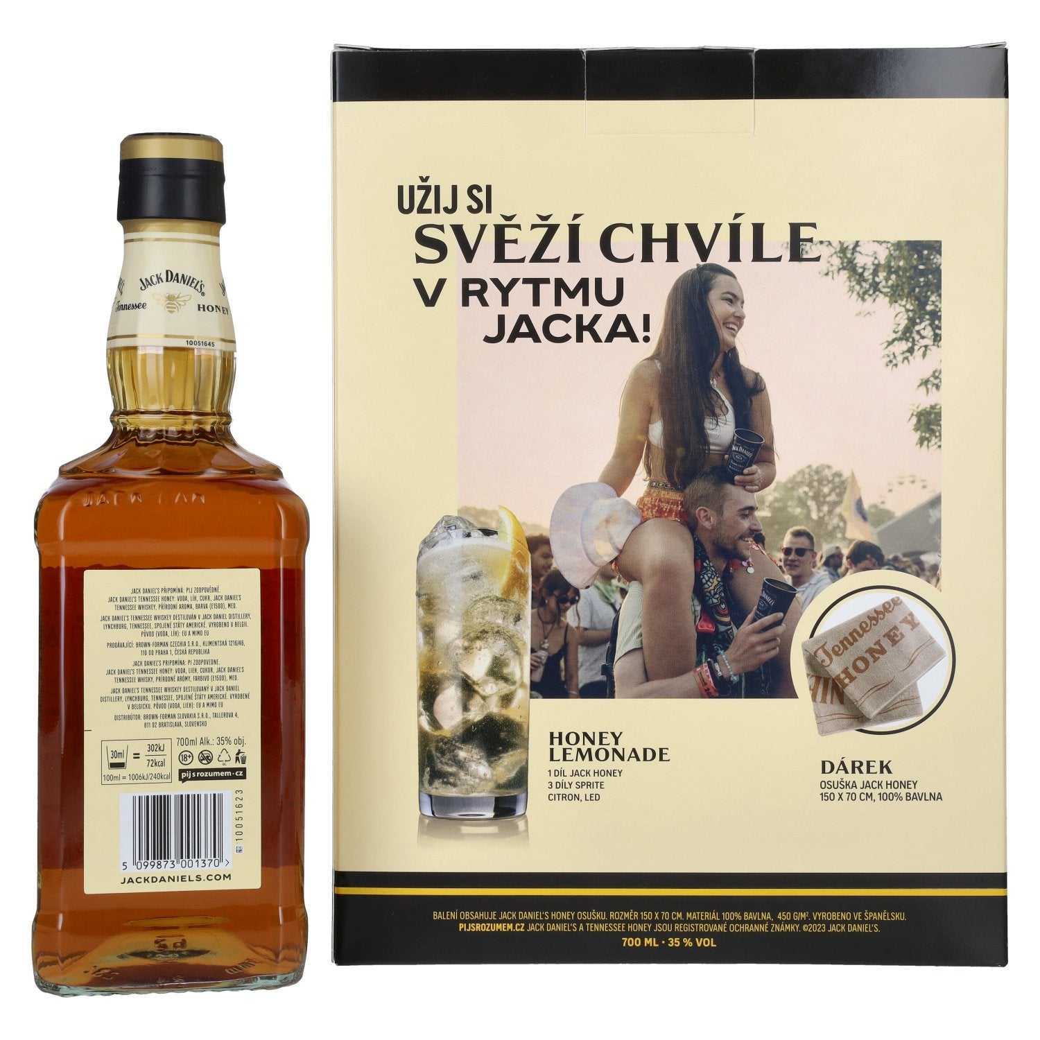 Jack Daniel's Tennessee HONEY 35% vol. 0,7l en boîte cadeau avec serviette