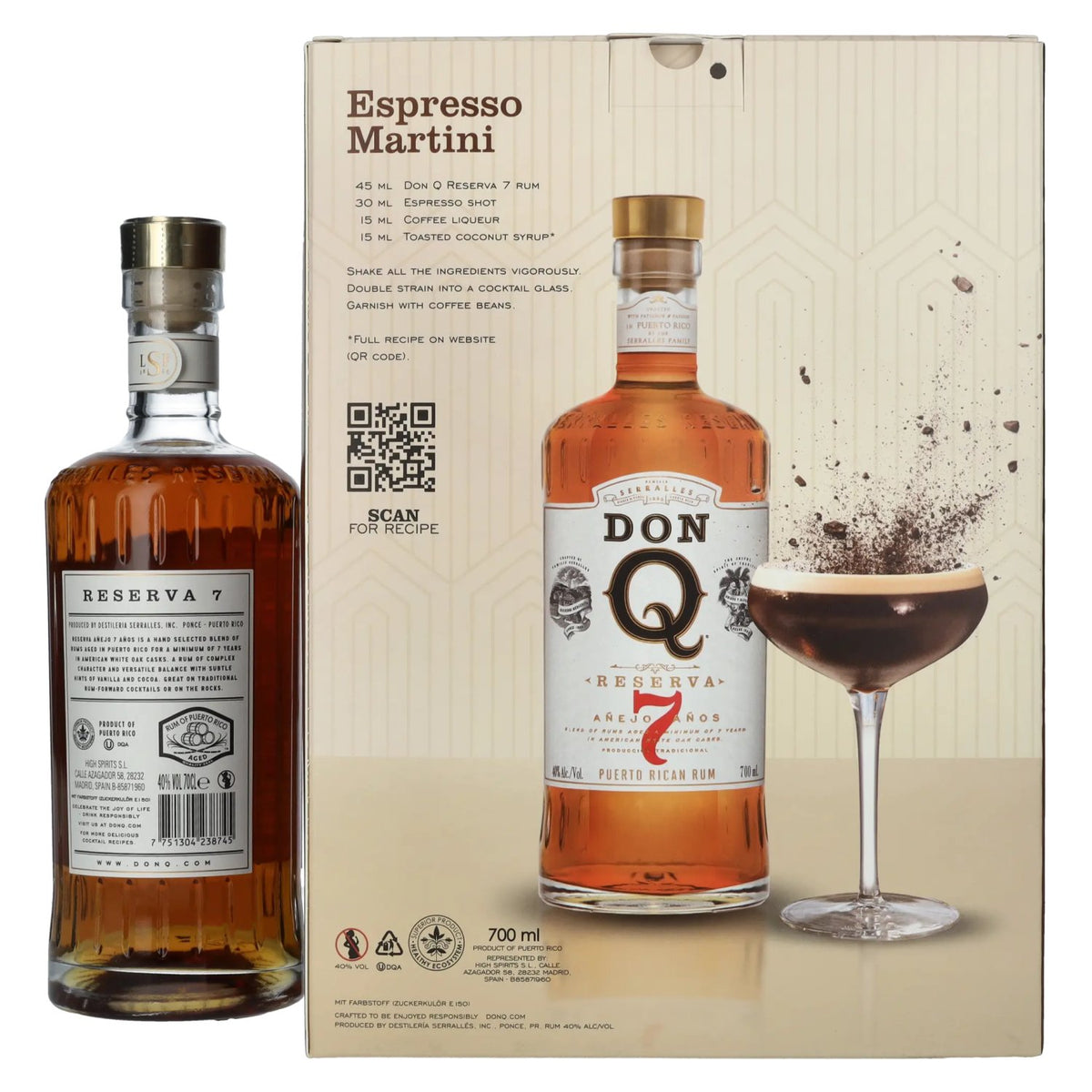 Don Q RESERVA Añejo 7 Años Puerto Ricaanse rum 40% vol. 0,7 l in geschenkverpakking met 2 glazen