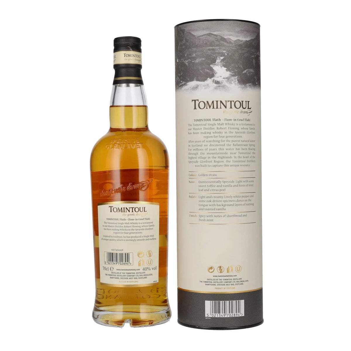 Tomintoul Tlàth Single Malt Scotch Whisky 40% ABV, 0.7 litres, in a gift box