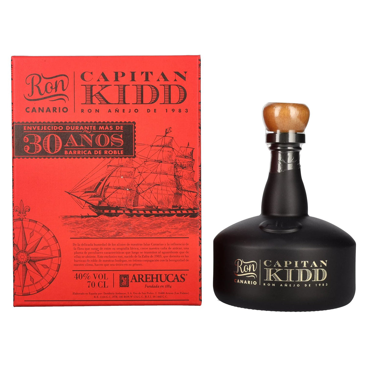 Ron Arehucas CAPITAN KIDD 30 Años Ron Canario 40% Vol. 0,7l in Geschenkbox
