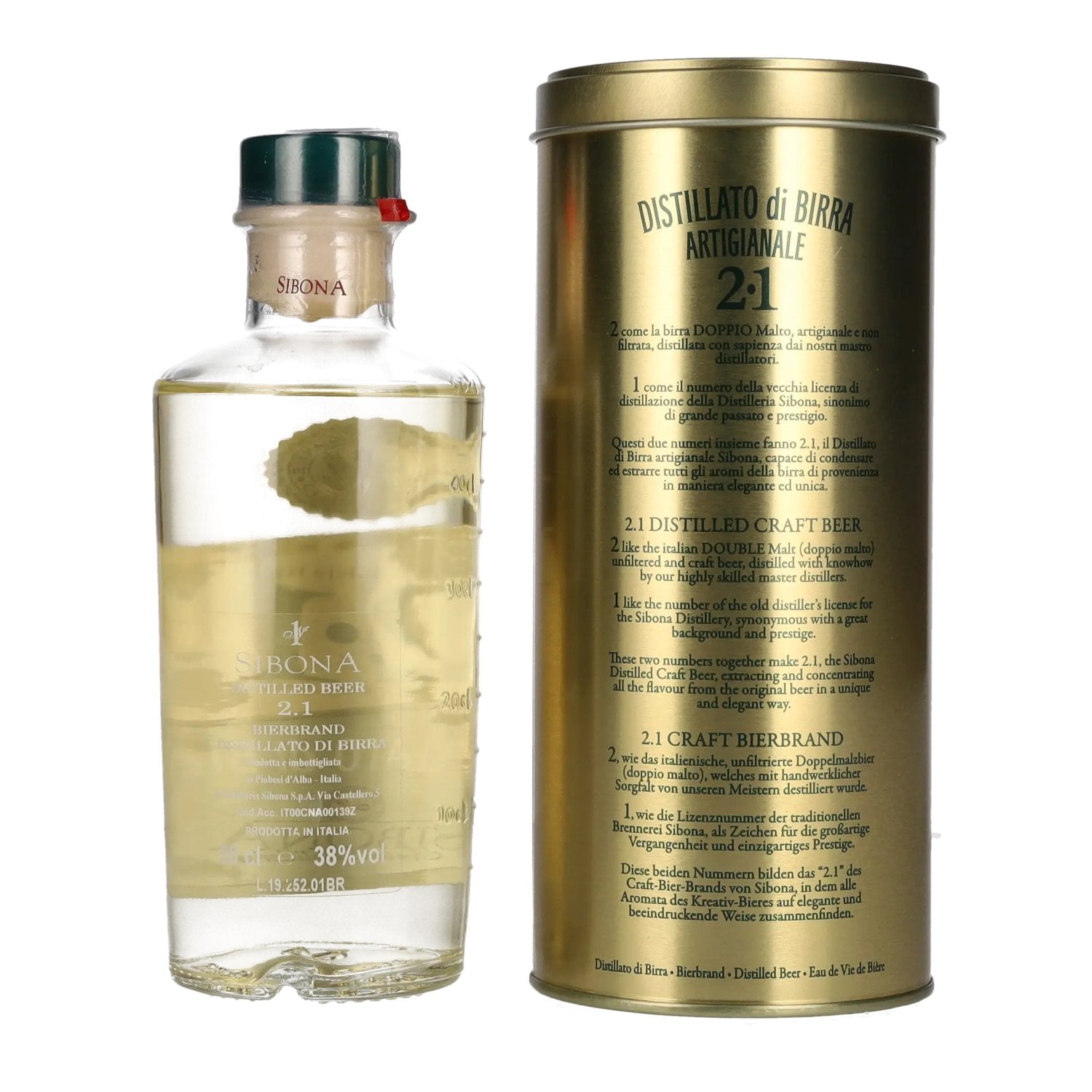 Sibona Distillato di Birra 2.1 Gedistilleerde drank van bier 38% vol. 0.5l