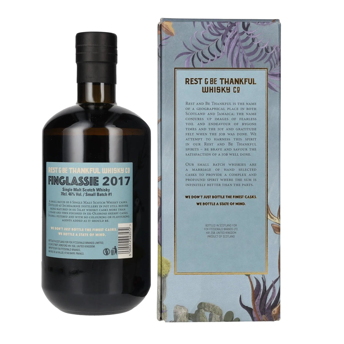 Rest &amp; Be Thankful Finglassie 5 Years Old Single Malt 2017 46% ABV 0.7 litres in a gift box