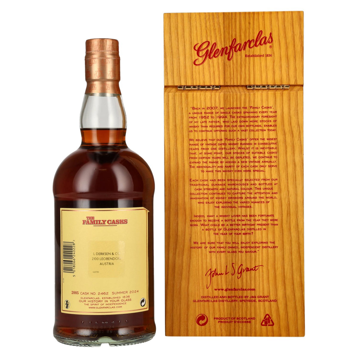 Glenfarclas THE FAMILY CASKS Single Cask SUMMER 2024 Sherry Butt #2462 2005 59,3% Vol. 0,7l in Holzkiste