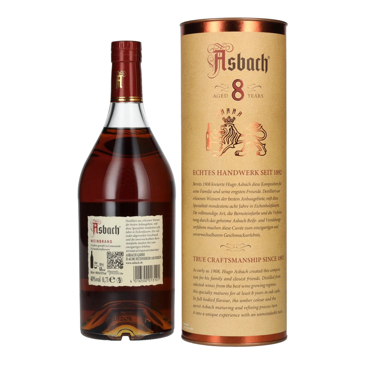 Asbach Privatbrand 8 Years 40% Vol. 0,7l en boîte cadeau