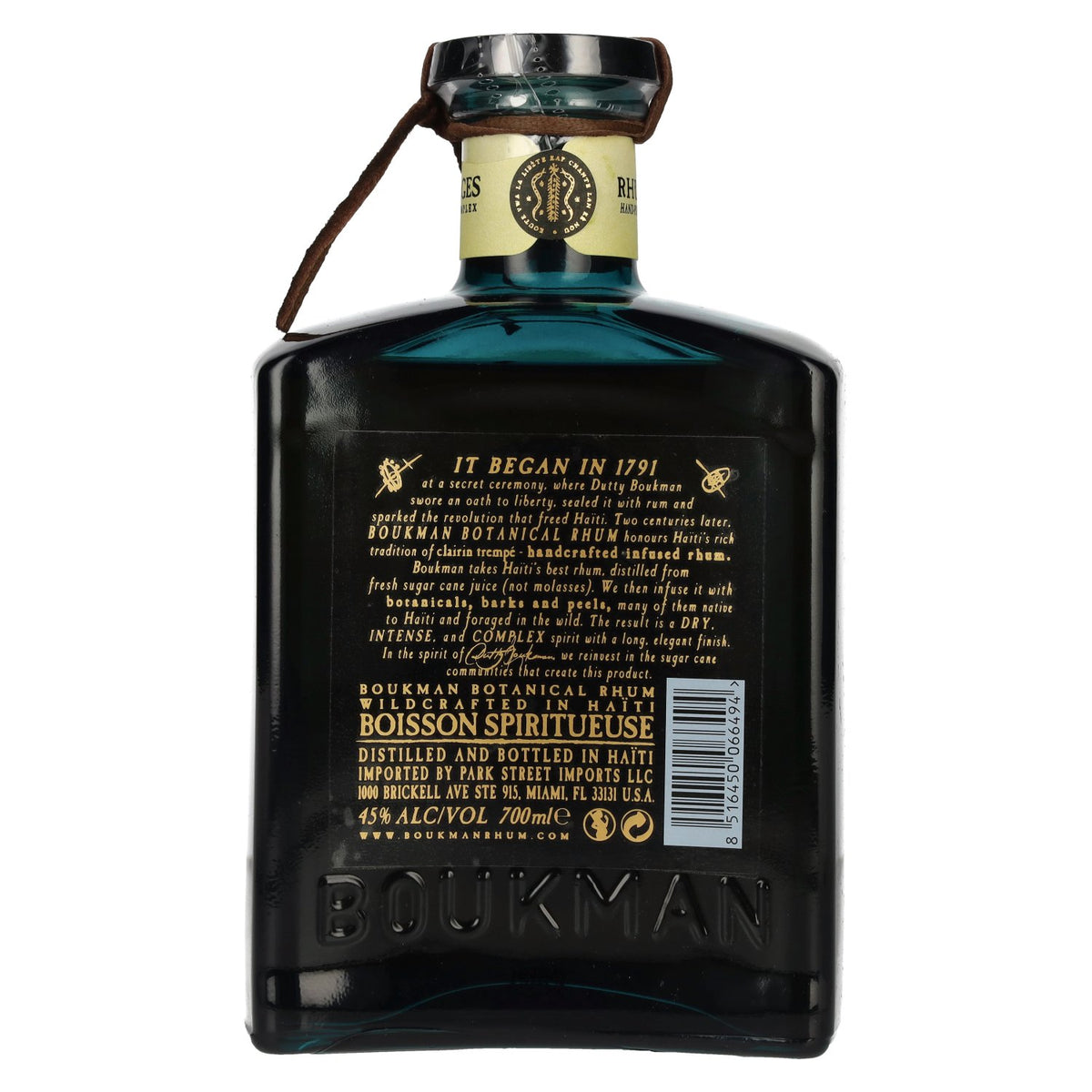 Rhum botanique Boukman 45 % vol. 0,7 l