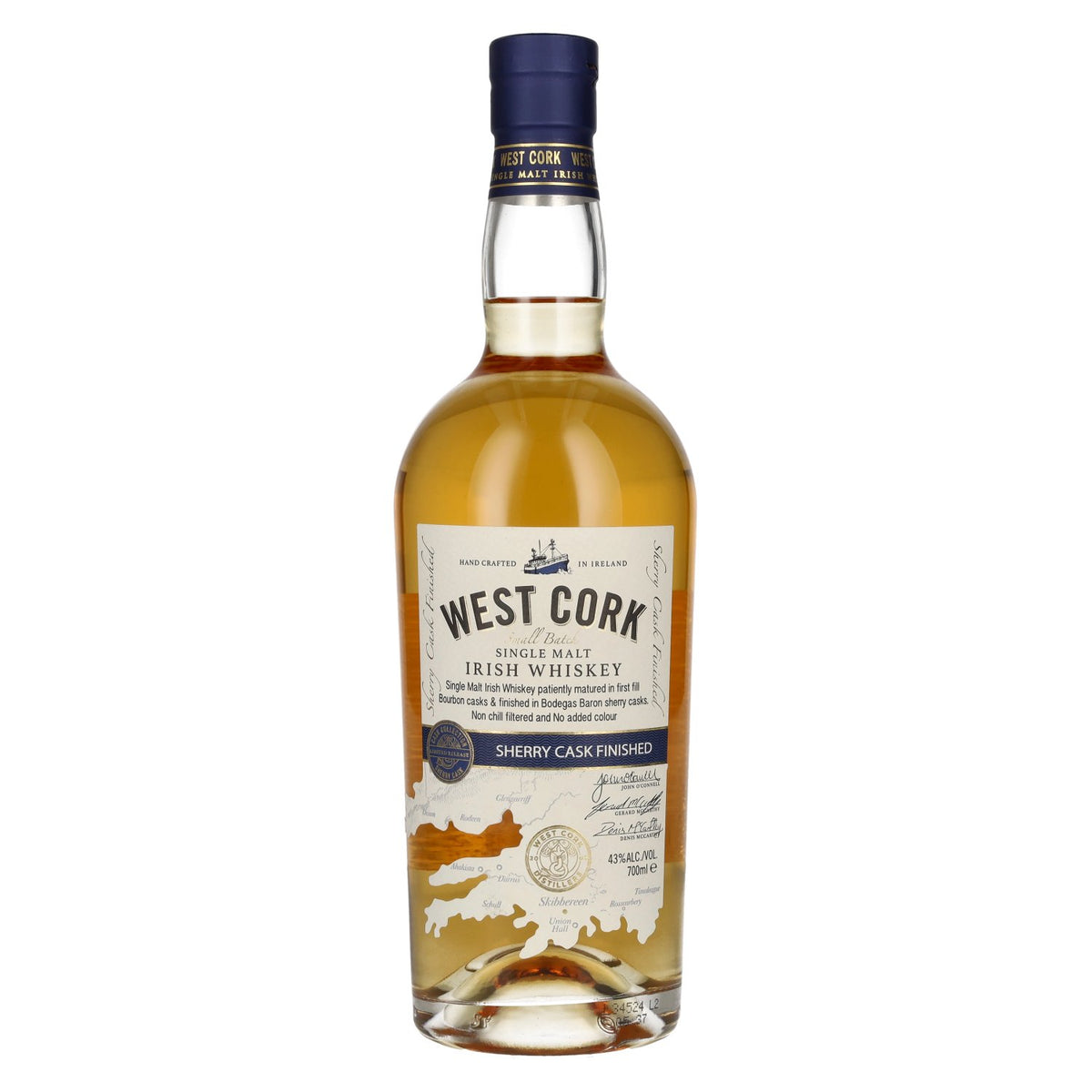 West Cork SHERRY CASK FINISHED Ierse Single Malt Whiskey 43% Vol. 0,7l