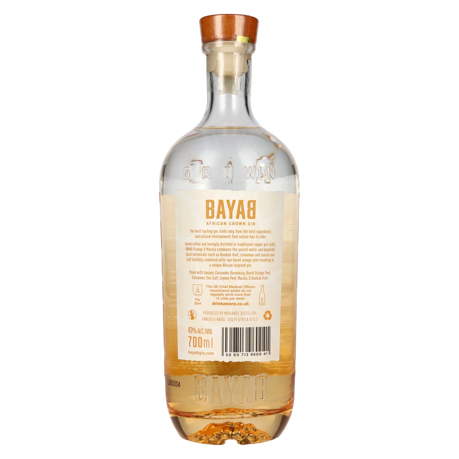 BAYAB African Grown Orange & Marula Small Batch Gin 43% Vol. 0,7l