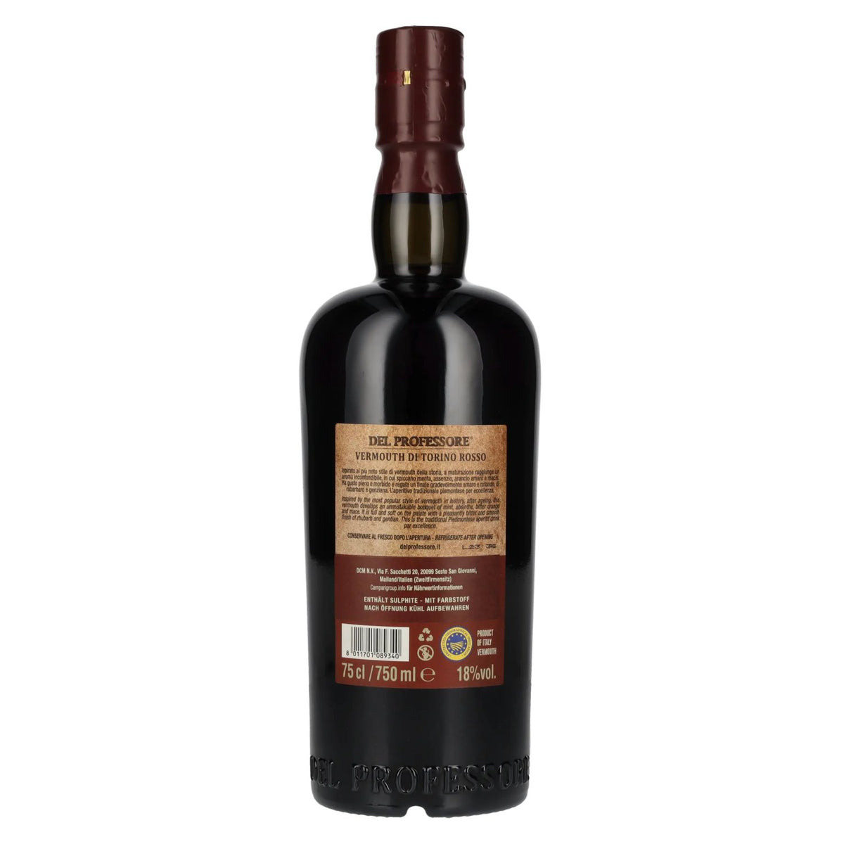Del Professore Vermouth from Turin ROSSO 18% ABV 0.75 l