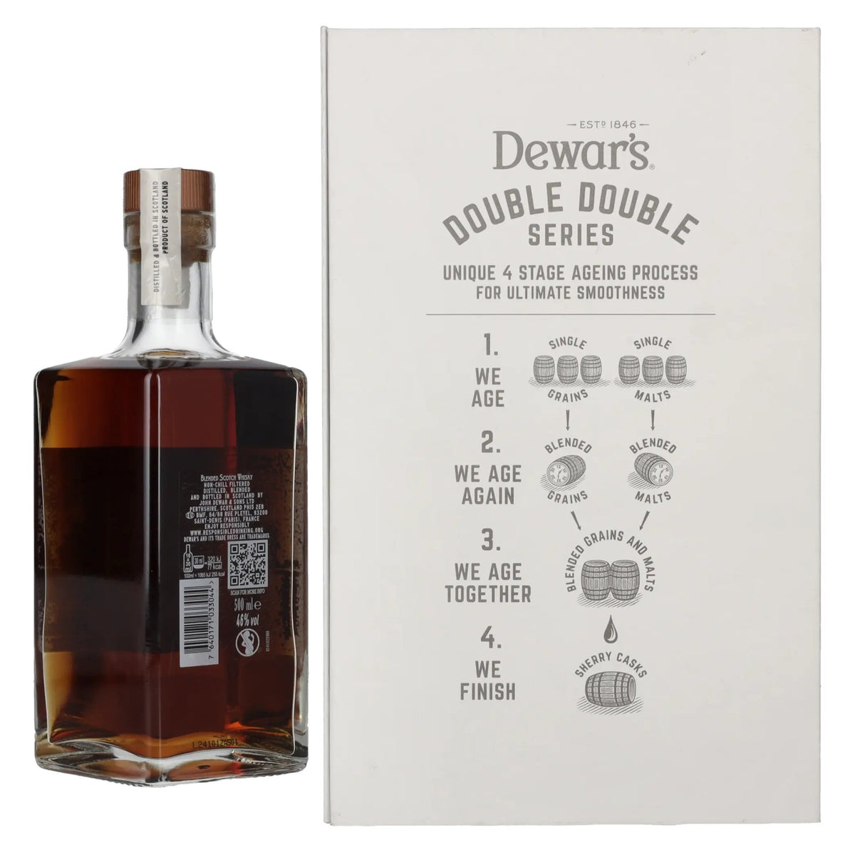 Dewar's 32 Years Old Double Double Aged Blended Scotch Whisky, 46% ABV, 0.5 litres, in a gift box