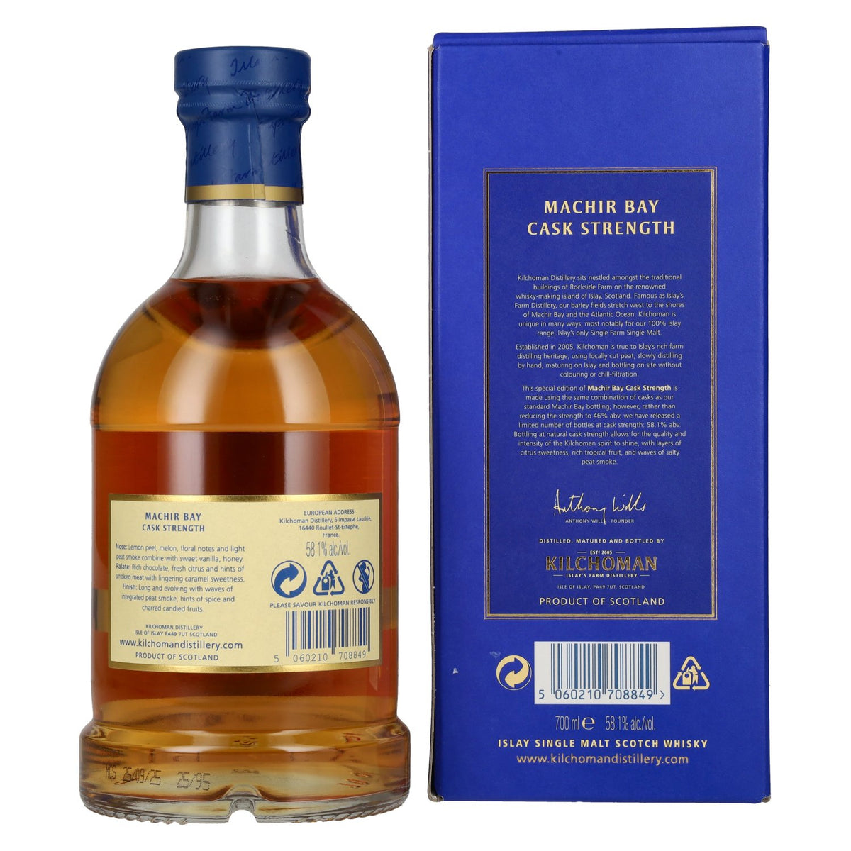 Kilchoman MACHIR BAY Cask Strength Islay Single Malt Scotch Whisky 2025 Edition 58.1% vol. 0.7l in a gift box