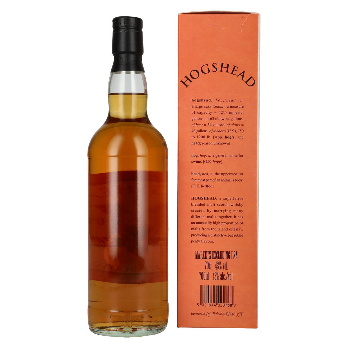 Hogshead Fine Old Blended Malt Scotch Whisky 43% vol. 0,7 l in geschenkverpakking