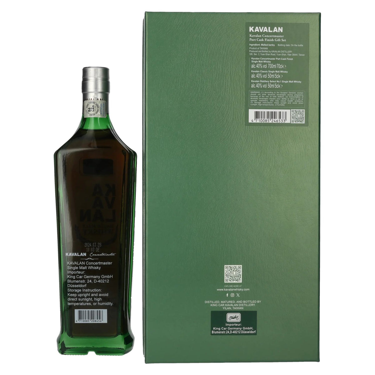 Kavalan CONCERTMASTER Port Cask Finish Single Malt Whisky 40% vol. 0.7l in a gift box with 2 x 0.05l miniatures