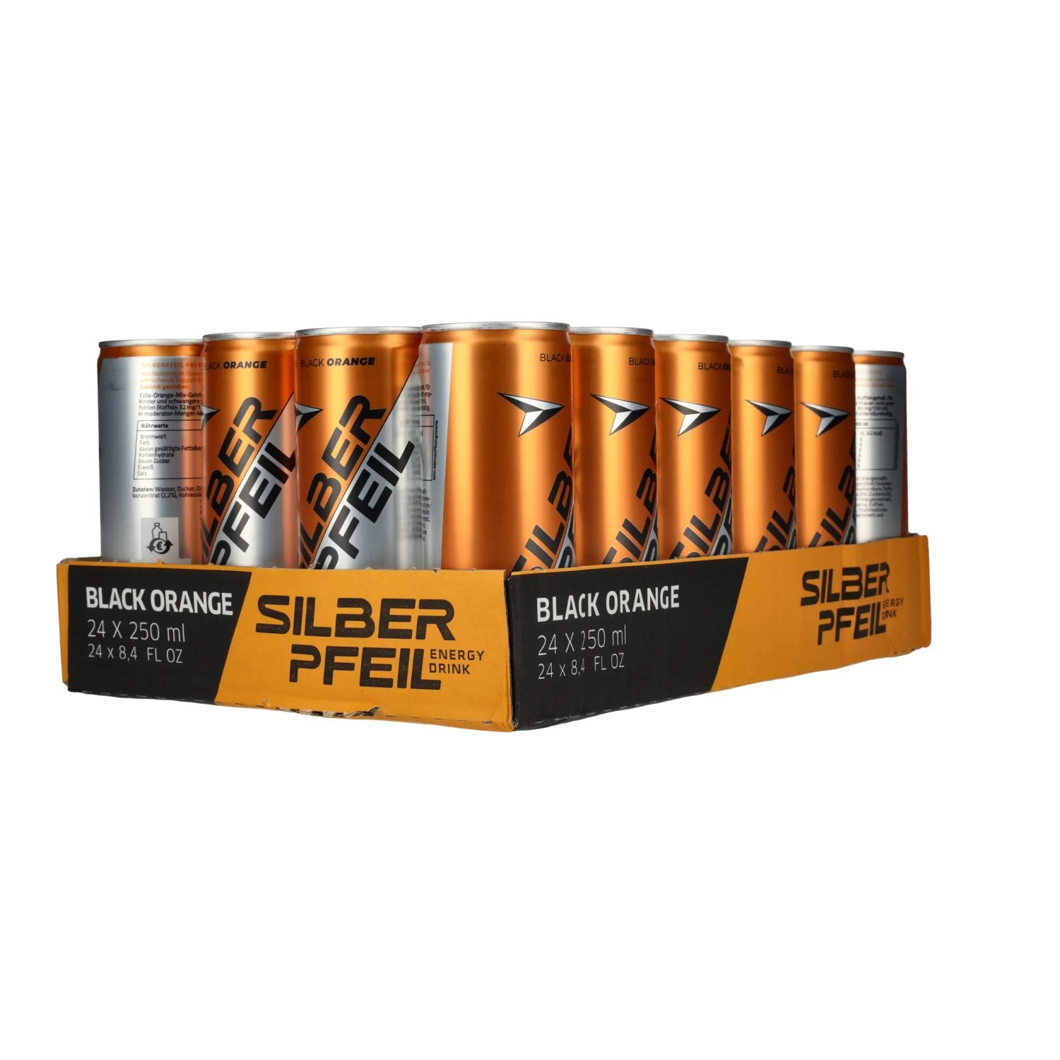 SILBERPFEIL Energy Drink BLACK ORANGE 24x0,25l Dosen Pfand