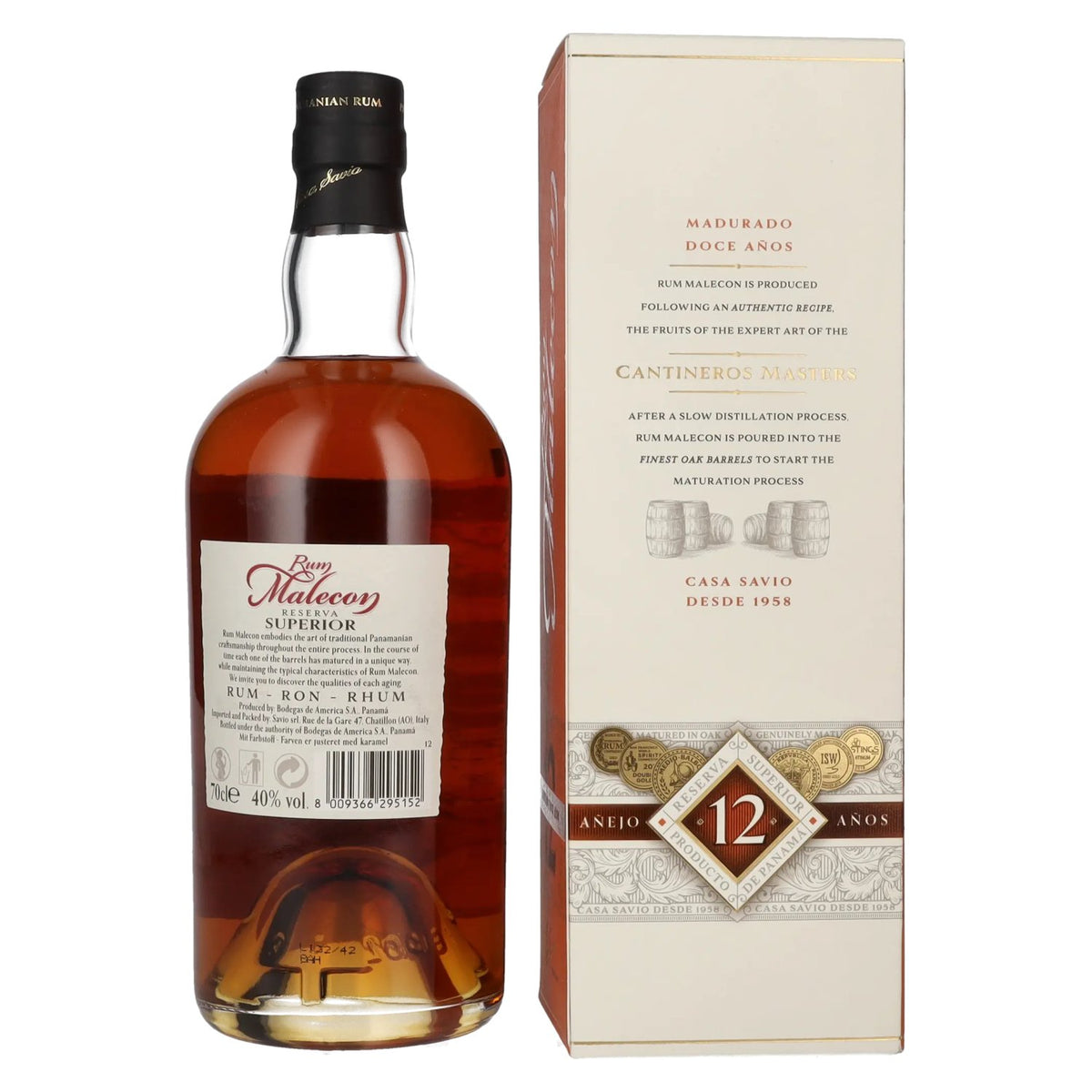 Rum Malecon Añejo 12 ans Reserva Superior 40 % vol., 0,7 l, dans un coffret cadeau