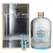 Nonino Grappa Monovitigno il Sauvignon di Blanc 41% Vol. 6.3 litres in a wooden box with a dosing pump
