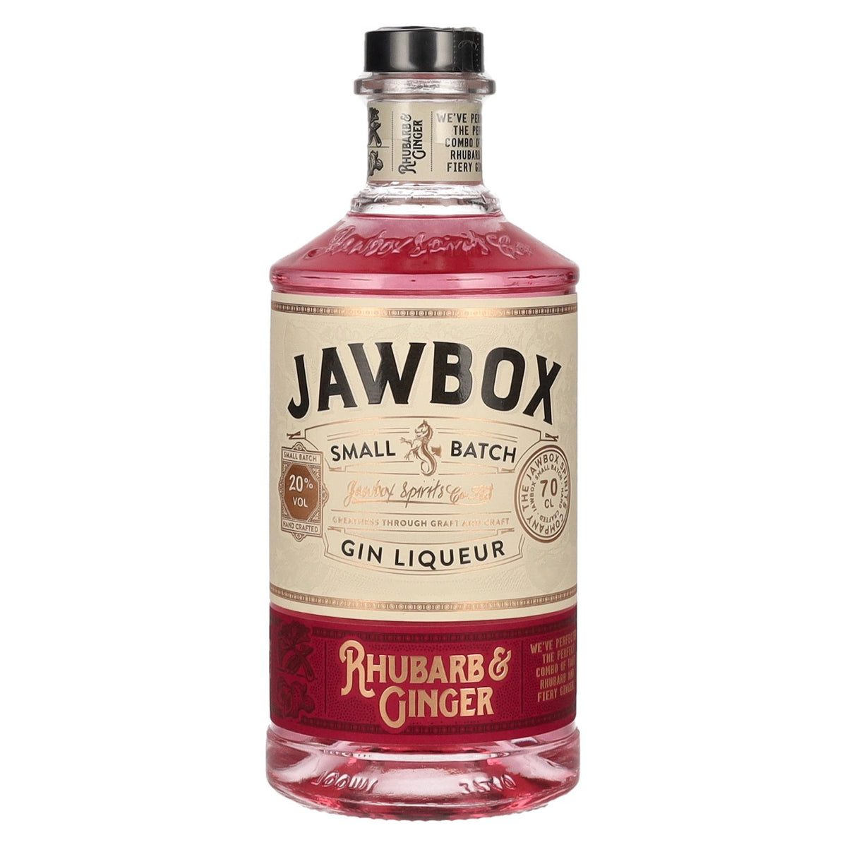 Jawbox RHUBARB &amp; GINGER Liqueur de gin en petite cuvée 20 % vol. 0,7 l
